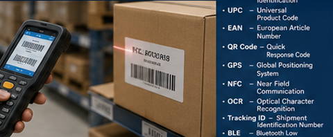 Сотрудник склада сканирует RFID-метки и штрихкод-этикетки при управлении запасами