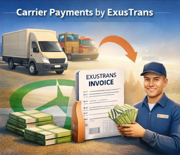 Перевозчик получает выплату и счет от ExusTrans после завершения доставки