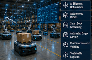 Будущий автоматизированный кросс-докинговый объект с робототехникой, AI и умными логистическими технологиями
