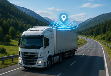 Грузовик с системой GPS-отслеживания едет по европейской автомагистрали в ходе логистической операции