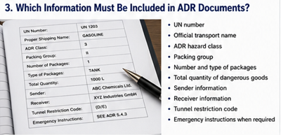 Обязательные поля в транспортных документах ADR на опасные грузы