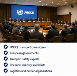 UNECE и международные транспортные органы, управляющие правилами ADR по перевозке опасных грузов